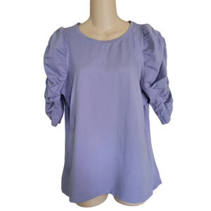 Worthington Purple Puff Sleeve Stretchy Blouse Top Size Women's Large